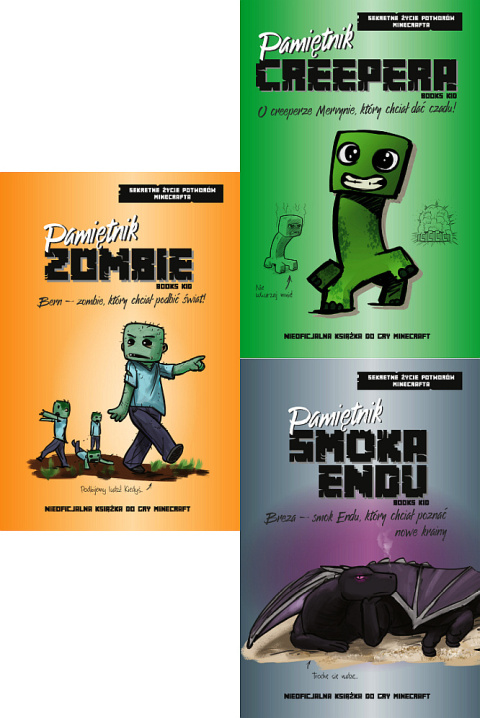 MINECRAFT pakiet 3x SEKRETNE ŻYCIE POTWORÓW MINECRAFTA / Pamiętnik SMOKA MINECRAFT pakiet 3x SEKRETNE ŻYCIE POTWORÓW MINECRAFTA / Pamiętnik SMOKA