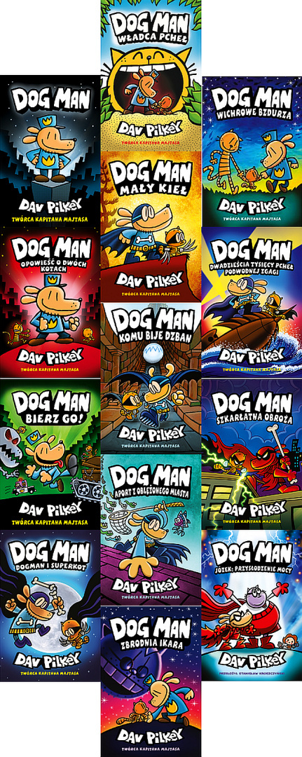 PILKEY DAV - pakiet 13x DOG MAN / Dogman Bierz Go Szkarłatna Obroża Józek