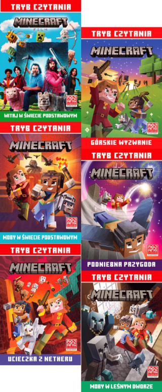 Pakiet 6x MINECRAFT TRYB CZYTANIA / Górskie Ucieczka Moby Przygoda