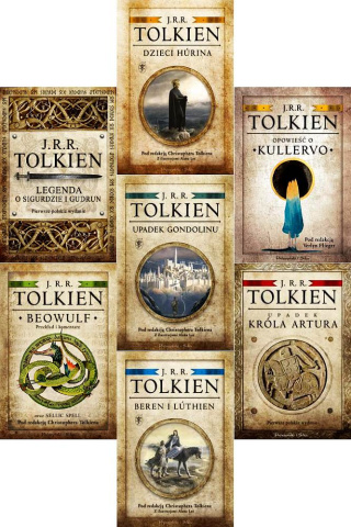Tolkien pakiet 7 książek z Prószyńskiego Dzieci Hurina Beren Luthien Upadek Króla Opowieść Kullervo Legenda Sigurdzie Beowulf